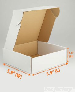 Mailer White Box (3 Ply) 5.9 x 5.9 x 1.5 Inch